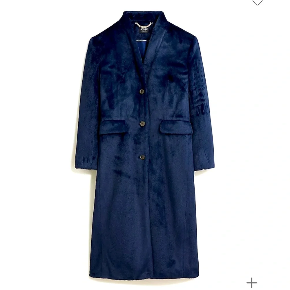 2 x Navy J Crew Collection Palais long/top coats in faux fur. Size 14 and 16. - Picture 1 of 2